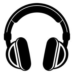 Headphones icon vector art silhouette illustration.	