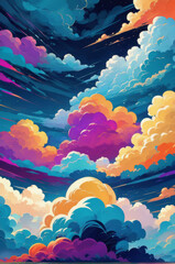 Cloud background. Painting.