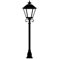 Lamp post light silhouette vector illustration.	
