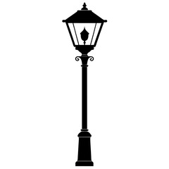 Lamp post light silhouette vector illustration.	