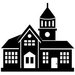 School buildings icon vector silhouette	