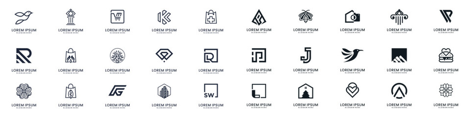 Set of Abstract logos collection with letters And Etc.