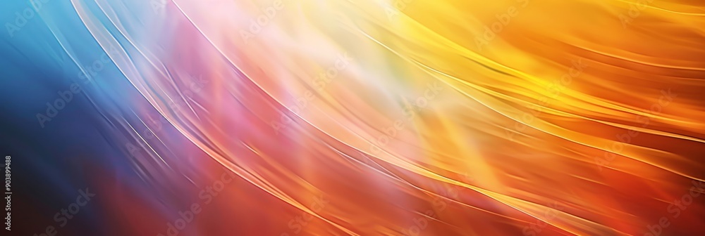 Poster an abstract image transitions from blue to red, creating a dynamic atmosphere with smooth color blen