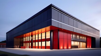 Obraz premium Red and white warehouse building