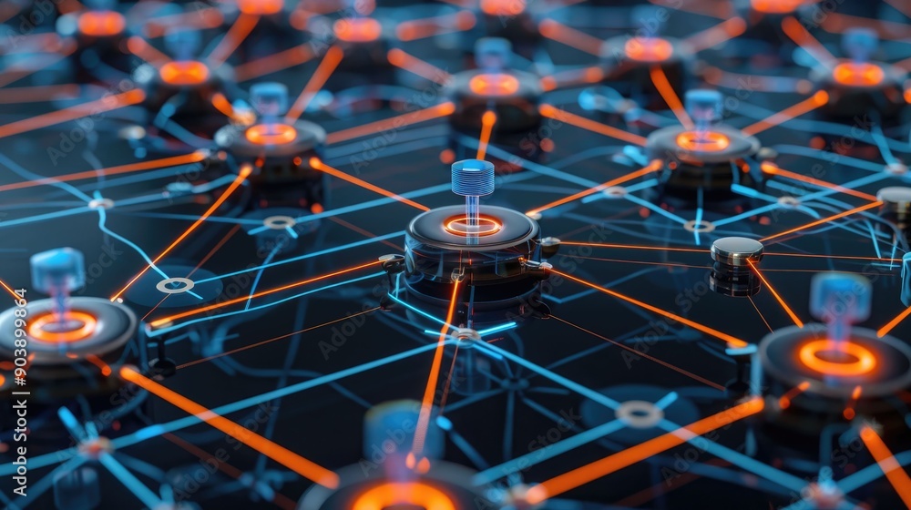 Aufkleber network of glowing nodes with connected lines