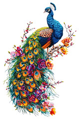 PNG  A colorful Peacock peacock pattern animal. © Rawpixel.com
