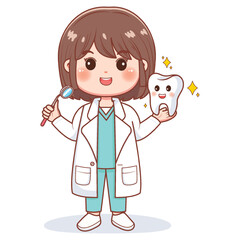 Cute Woman Dentist with a Cute Smiling Tooth