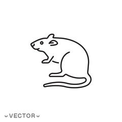 rat icon, mouse, mice thin line symbol isolated on white background, editable stroke eps 10 vector illustration