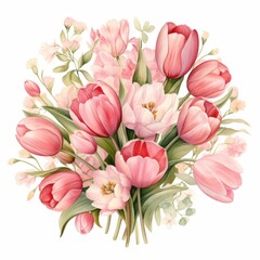 Fototapeta premium A Delicate Bouquet of Pink Tulips
