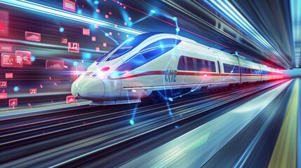 Fototapeta premium Velocity of Prosperity Bullet Train Surging Through Financial Success