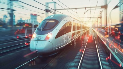 Fototapeta premium Velocity of Prosperity Bullet Train Surging Through Financial Success