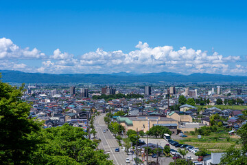 さざえ堂から見た会津若松市の風景