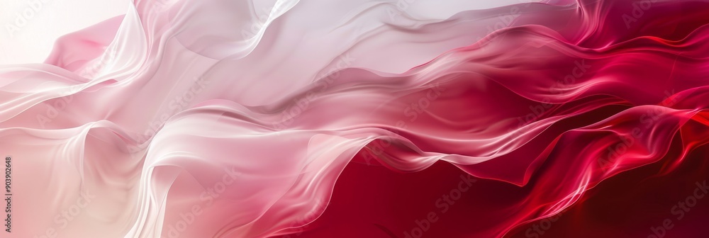 Aufkleber a dynamic blend of rich red and soft white fabric creating a beautiful fluid, modern abstract artist
