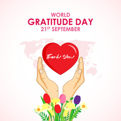 Vector illustration of World Gratitude Day social media feed template