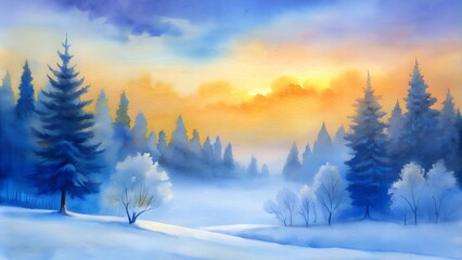 Fototapeta premium winter forest. calm measured beauty in a winter forest enveloped in fog