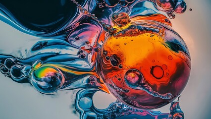colorfull liquid acrylic paint or fluid bubble flow wallpaper