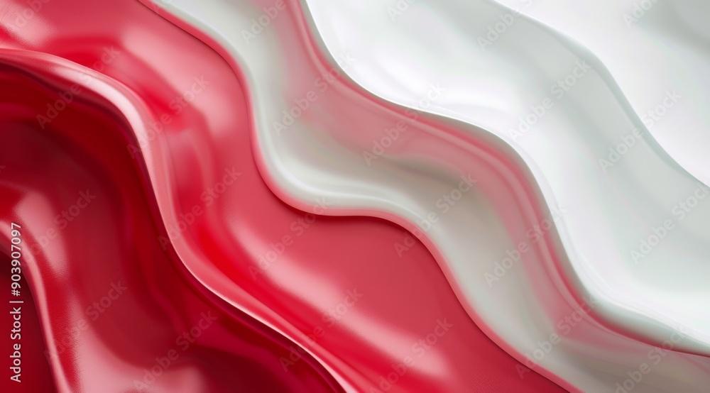 Poster a vibrant abstract texture with flowing red and white waves, ideal for dynamic and captivating visua