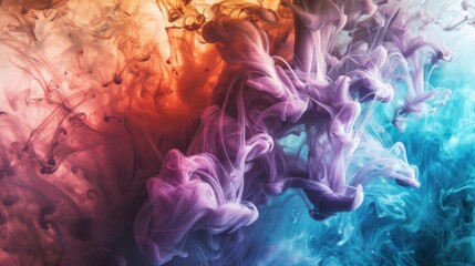 Obraz premium Abstract colorful ink swirls in water. Vibrant colors and dynamic movement create a captivating visual.