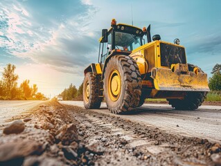 A futuristic construction site with autonomous machinery, AIdriven project management, and advanced building materials, highlighting the future of construction