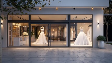 Enchanting Evening Glow Modern Bridal Shop with Chic Wedding Dresses