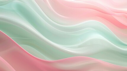 Obraz premium Soft and gentle pastel waves blend in shades of pink and mint green, creating a calming and artistic flowing effect