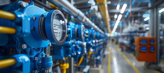 Naklejka premium Water pressure machine engine at factory. Generative AI technology. 