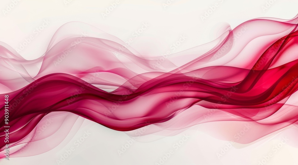 Poster an enchanting abstract of flowing waves resembling red fabric, beautifully set against a soft backgr