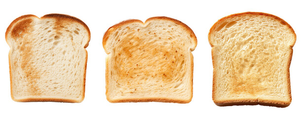 set of three butter burn bread slice cut out transparent background