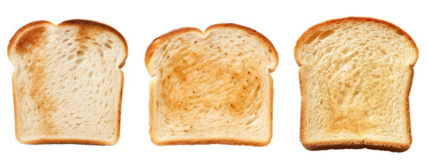 set of three butter burn bread slice cut out transparent background