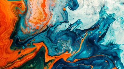 Obraz premium Abstract blue and orange paint swirl background
