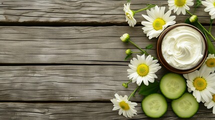 Obraz premium Cucumber cream with tseets on wooden background