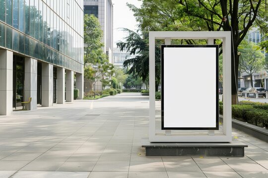 Empty display board on a school campus, suitable for educational posters, Professional, Well-lit, Clear background