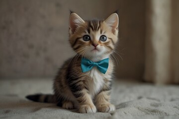 cat with blue bow