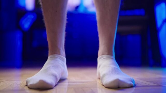 Flat feet forcing arch up exercise close-up 4K