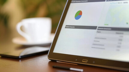 Desk with Tablet Displaying Content Marketing Plan