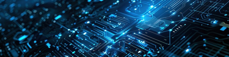 Blue Gaming. Futuristic Black Gaming Interface Design in Digital Cyberspace