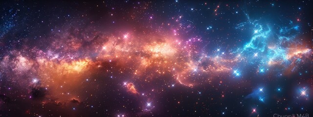 Fototapeta premium Include a variety of star types, from vibrant blue giants to cool red dwarfs, scattered throughout the galactic disk.