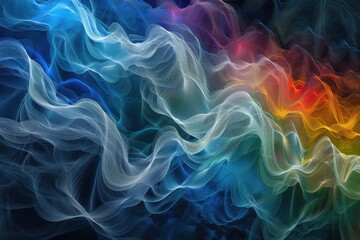 Fototapeta premium Blue Rainbow Abstract Fractal Form with Grey Background