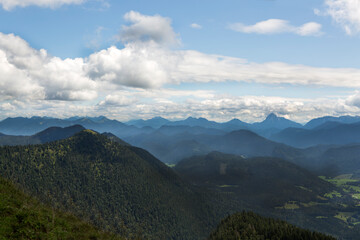 Mountain hiking Jochberg, Bavaria, Germany in summertime