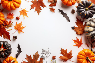 Festive Autumn Decorations Featuring Pumpkins and Bats to Celebrate the Spooky Halloween Season and Create a Cozy Atmosphere