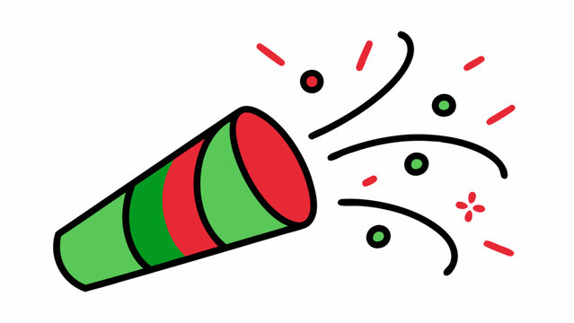 green red party popper exploding confetti