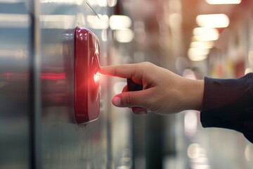 A worker is operating remote swtich to control overhead crane at the factory warehouse. Industrial working action photo. Close-up.. Beautiful simple AI generated image in 4K, unique.