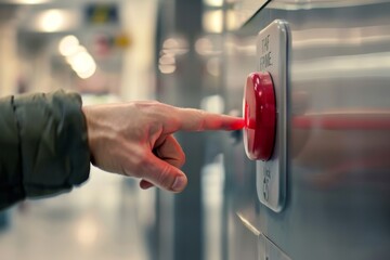 Close-Up Hand Ready to Press Play Button in Gaming Room. Beautiful simple AI generated image in 4K, unique.