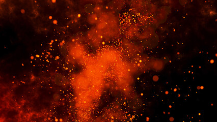 bright sparkling sparks and smoke from the fire
