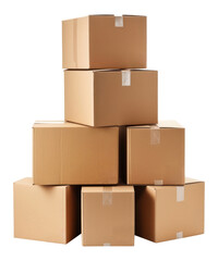 Obraz premium PNG Stacked moving boxes cardboard carton white background.