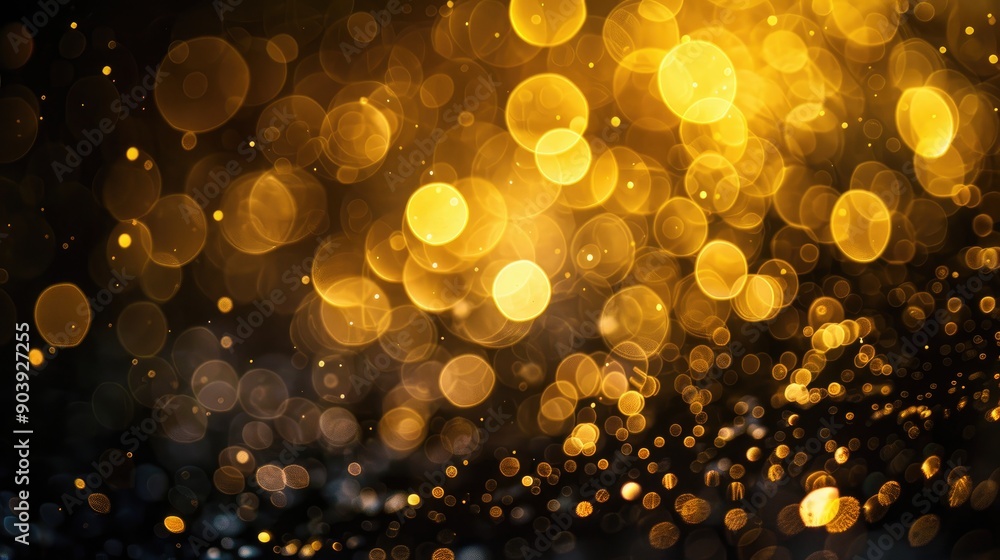 Aufkleber bokeh effect in gold on a dark backdrop