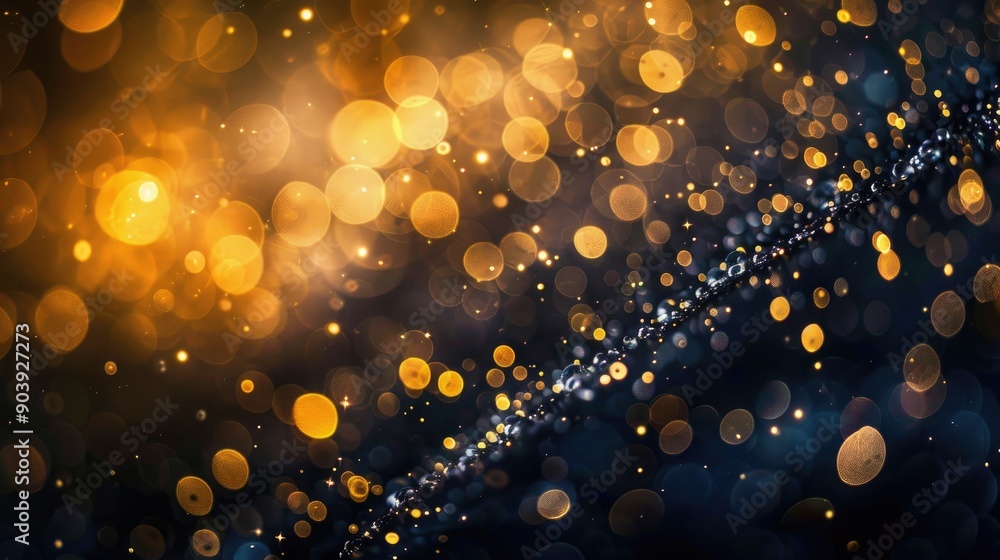 Poster Bokeh effect in gold on a dark backdrop