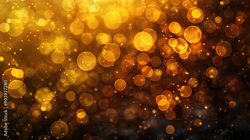 Aufkleber bokeh effect in gold on a dark backdrop
