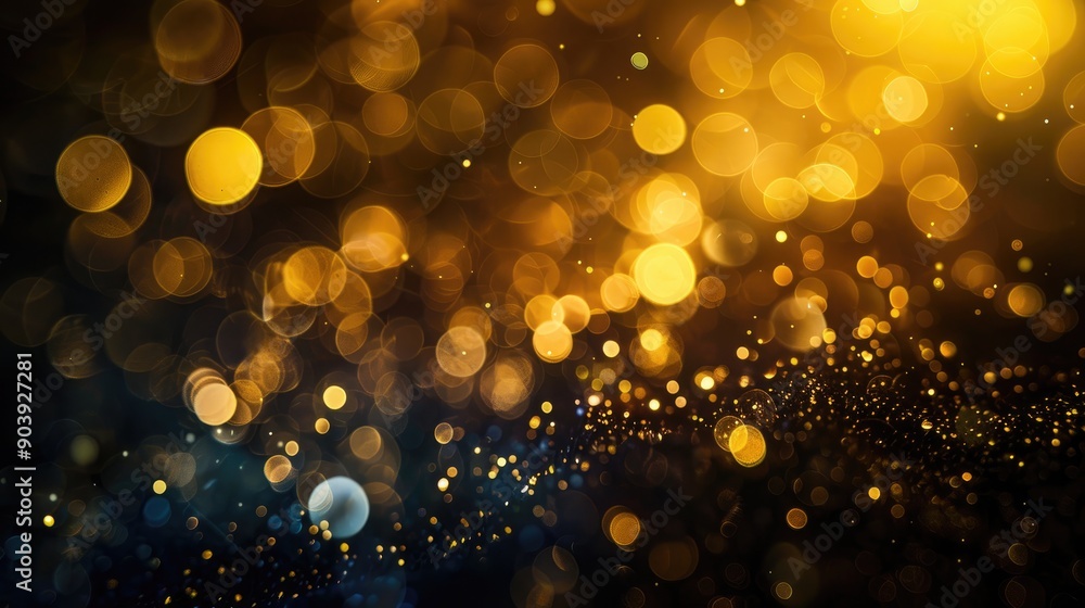 Poster Bokeh effect in gold on a dark backdrop