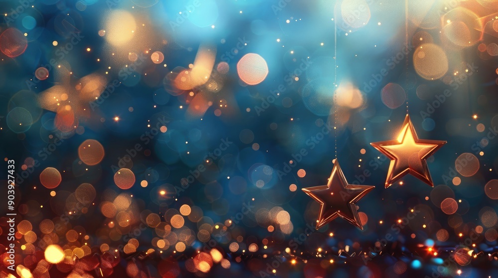 Poster bokeh stars in a blurry background